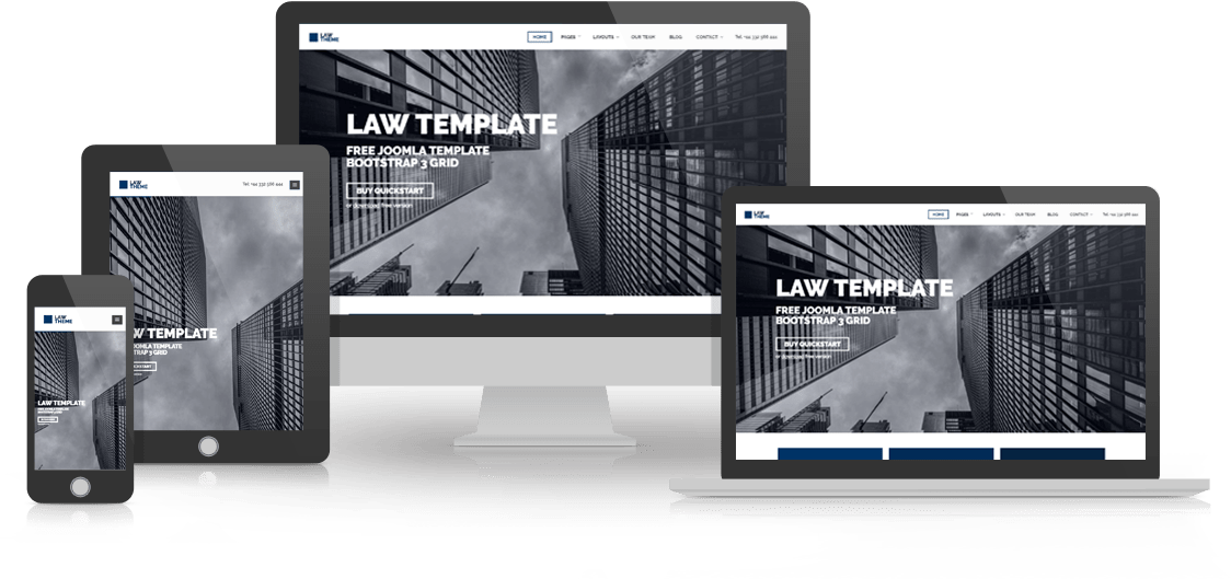 Law Theme  Lawyers Attorneys and Law Firm Website Joomla 3 Free Template Quickstart Showcase Mockup