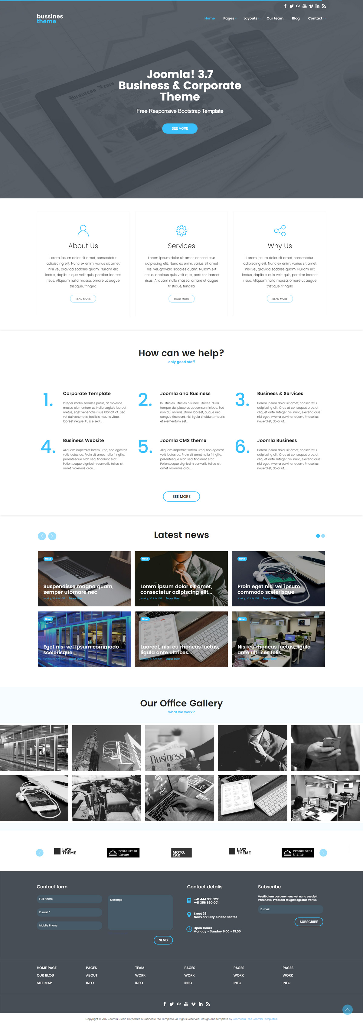Clean Business & Corporate Free Joomla 3 Template Quickstart Frontpage showcase