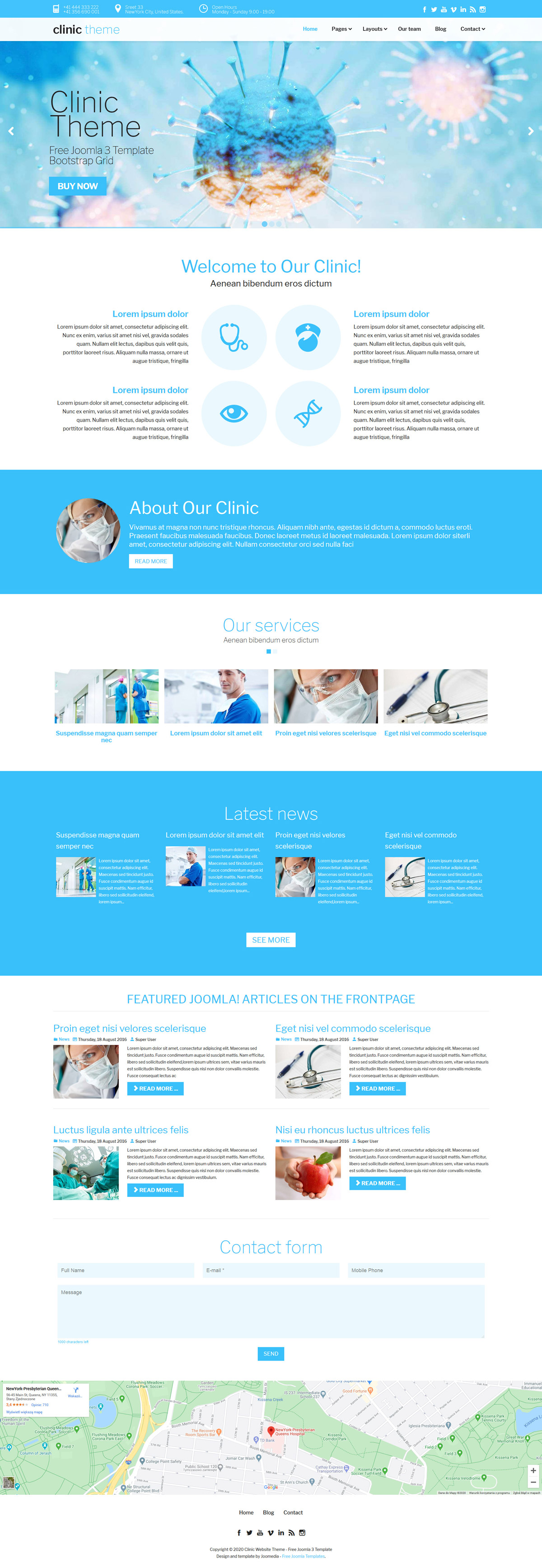 Clinic Theme Medical Clinics, Doctors, Hospitals, Healthcare Services Website Joomla Template Quickstart Frontpage showcase