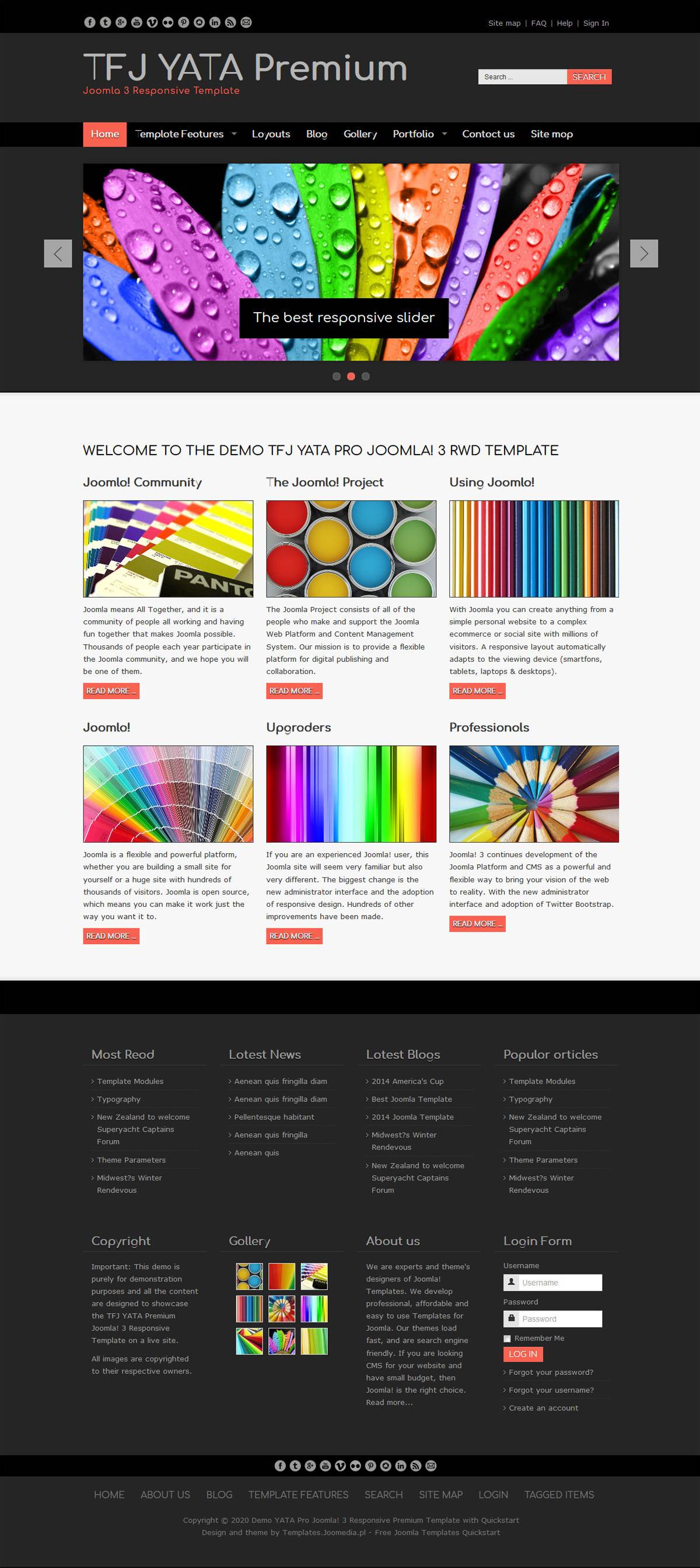 Yata Joomla Template Quickstart Package Frontpage showcase